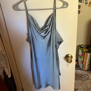 Urban Outfitters tie back silk blue mini dress
